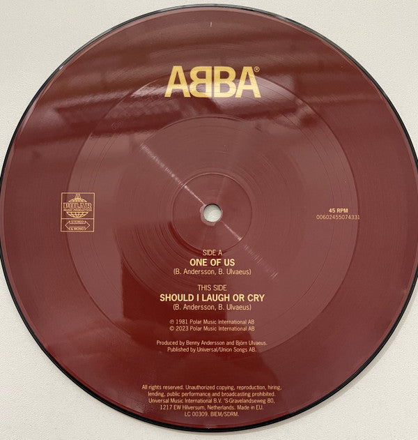 ABBA : One Of Us / Should I Laugh Or Cry (7", Single, Pic, RE)