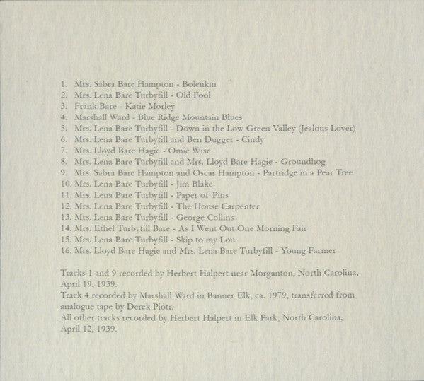 Various : Ever Since We've Known It: More North Carolina Mountain Singing (CDr, Comp)