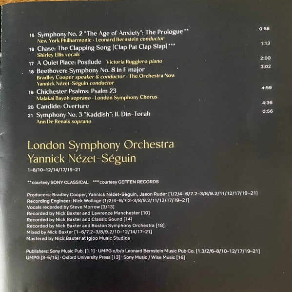 Yannick Nézet-Séguin, London Symphony Orchestra, Bradley Cooper, Leonard Bernstein : Maestro - Music By Leonard Bernstein (CD, Comp)