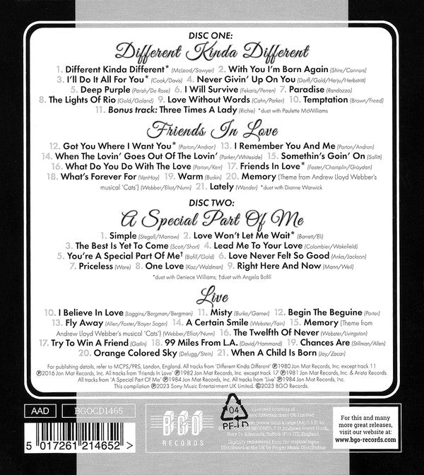 Johnny Mathis : Different Kinda Different/Friends In Love/Live/A Special Part Of Me (2xCD, Album, Comp, RM)