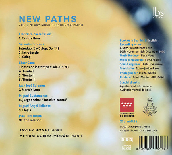 Javier Bonet, Miriam Gómez-Morán : New Paths: 21st Century Music For Horn & Piano (CD, Album)
