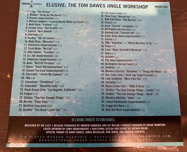 Tom Dawes : Elusive: The Tom Dawes Jingle Workshop (CD, Album)