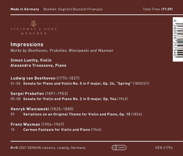 Simon Luethy, Alexandra Troussova : Impressions (CD, Album)
