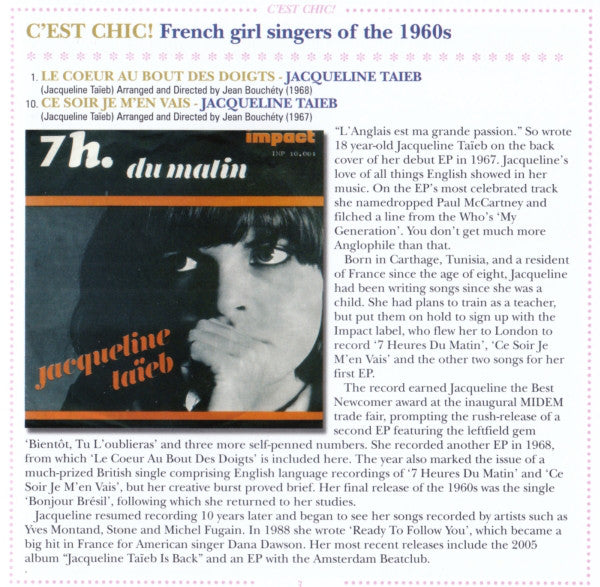 Various : C'est Chic! (French Girl Singers Of The 1960s) (CD, Comp)