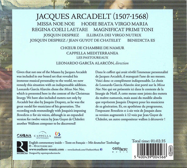 Jacques Arcadelt, Choeur de Chambre de Namur, Cappella Mediterranea, Leonardo Garcia Alarcón, Les Pastoureaux : Missa Noe Noe (CD, Album)