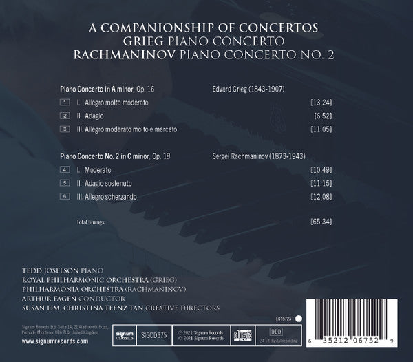 Edvard Grieg, Sergei Rachmaninoff, Tedd Joselson, Royal Philharmonic Orchestra, Philharmonia Orchestra, Arthur Fagen : Tedd Joselson's Companionship Of Concertos (CD, Album)
