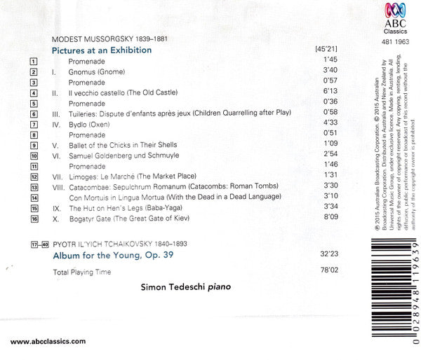 Modest Mussorgsky  -  Simon Tedeschi : Pictures At An Exhibition (CD, Album)