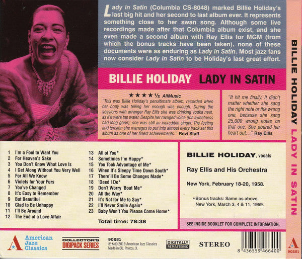 Billie Holiday, Ray Ellis And His Orchestra : Lady In Satin (CD, RM)
