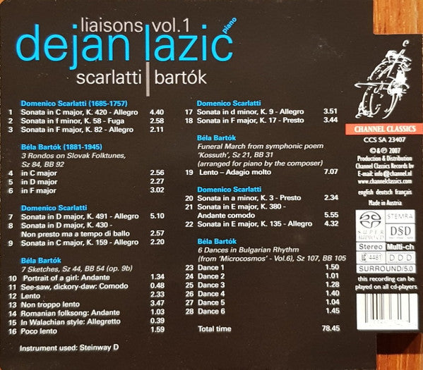 Dejan Lazić, Domenico Scarlatti | Béla Bartók : Liaisons Vol. 1  (SACD, Hybrid, Multichannel, Album)