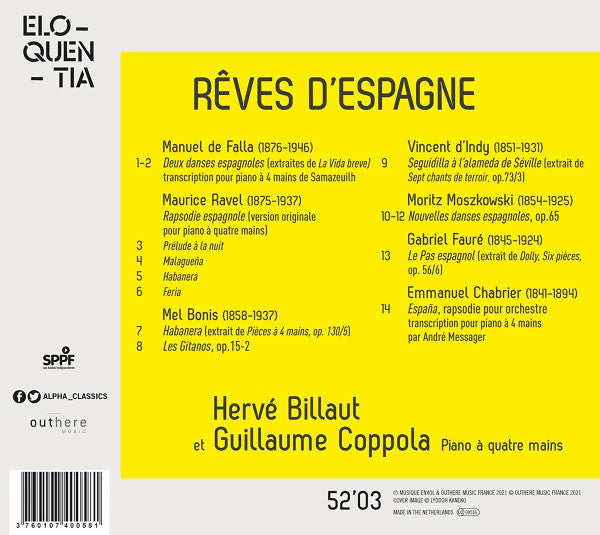 Hervé Billaut, Guillaume Coppola : Rêves D'Espagne (CD, Album)