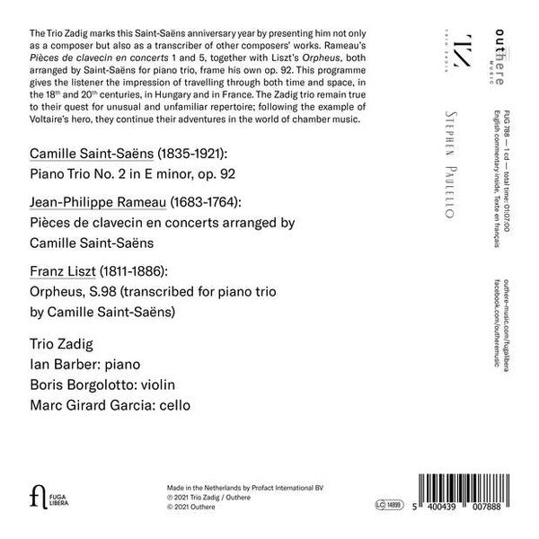 Trio Zadig : Orpheus. Hommage À Saint-Saëns (CD, Album)