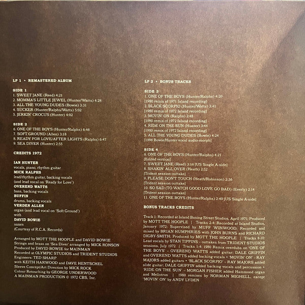 Mott The Hoople : All The Young Dudes (50th Anniversary Edition) (LP, RE, Ora + LP, Ora + Album, Ltd, RM, 140)