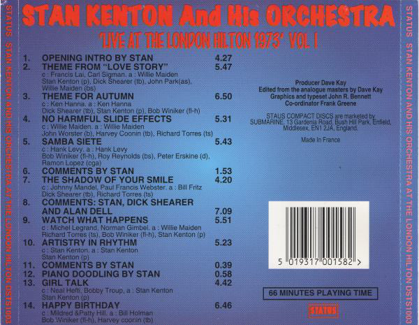 Stan Kenton And His Orchestra : Live At The London Hilton 1973, Vol.1 (CD, Album)