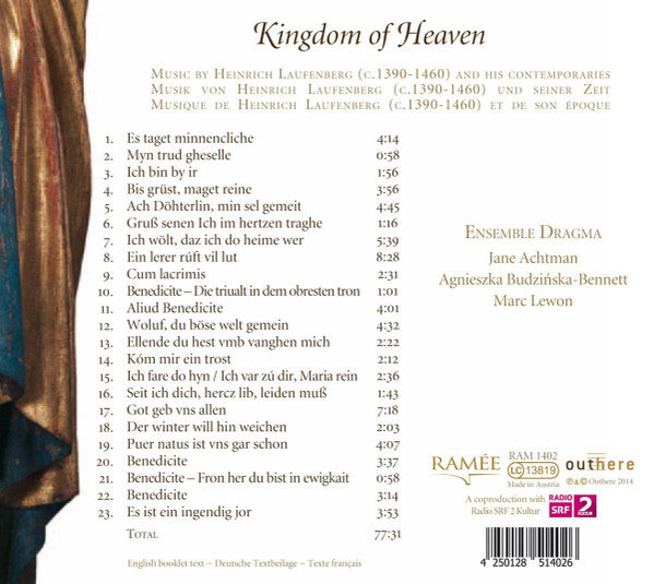 Heinrich Von Laufenberg - Ensemble Dragma, Jane Achtman, Agnieszka Budzińska-Bennett, Marc Lewon : Kingdom Of Heaven (CD, Album)