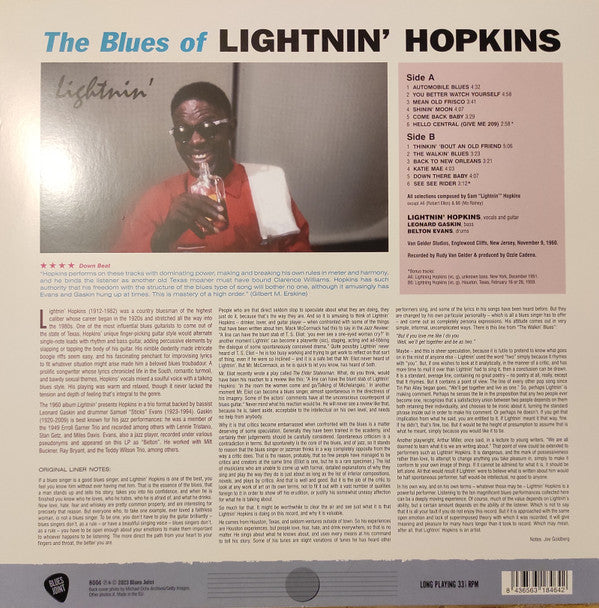 Lightnin' Hopkins : The Blues Of Lightnin' Hopkins (LP, Album)