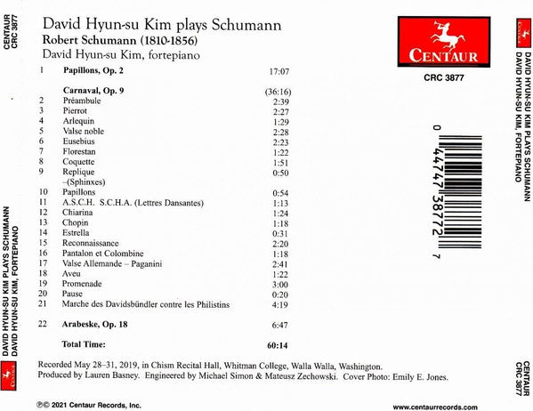 David Hyun-su Kim, Robert Schumann : David Hyun-su Kim Plays Schumann (CD, Album)