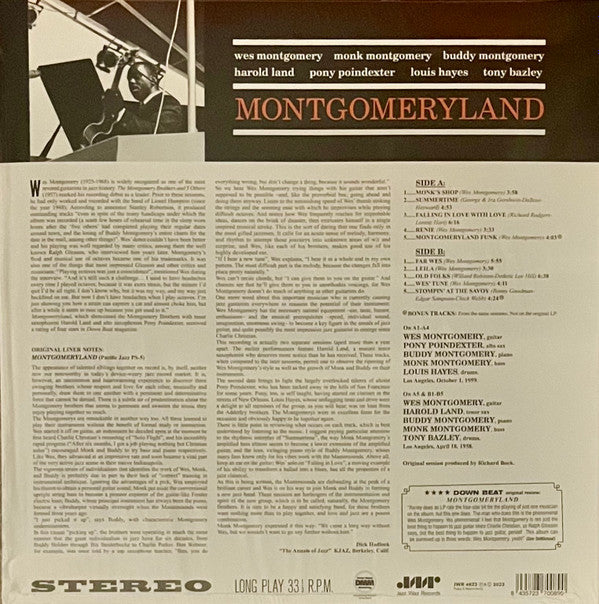 Monk Montgomery, Wes Montgomery, Buddy Montgomery, Harold Land, Pony Poindexter, Louis Hayes, Tony Bazley : Montgomeryland (LP, Album, RE)