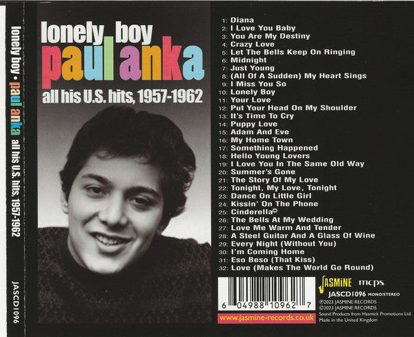 Paul Anka : Lonely Boy - All His U.S. Hits, 1957-1962 (CD, Comp, Mono, RE)
