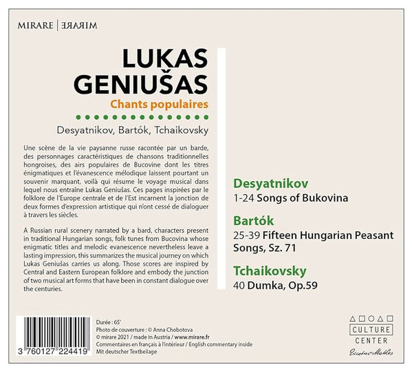 Lukas Geniušas : Chants Populaires (CD, Album)