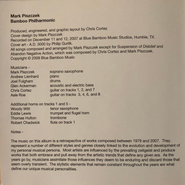 Mark Piszczek : Bamboo Philharmonic (CD, Album)