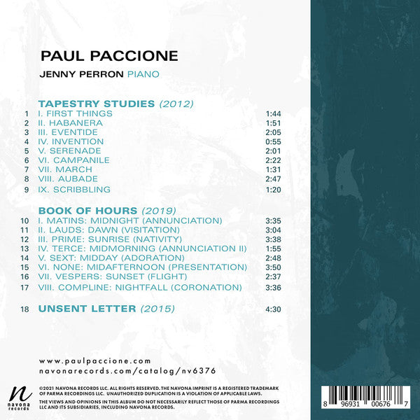 Paul Paccione, Jenny Perron : Music For Piano (CD, Album)