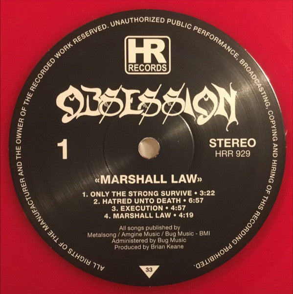 Obsession (6) : Marshall Law (12", Ltd, RE, Red)