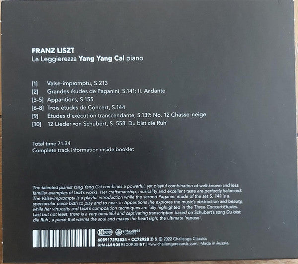Yang Yang Cai, Franz Liszt : La Leggierezza (CD, Album)