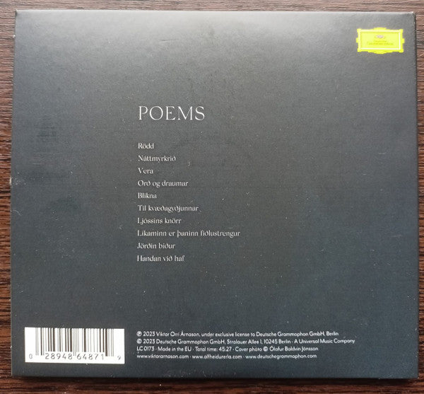 Viktor Orri Árnason, Álfheiður Erla Guðmundsdóttir : Poems (CD)