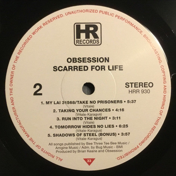 Obsession (6) : Scarred For Life (LP, Album, Ltd, RE)