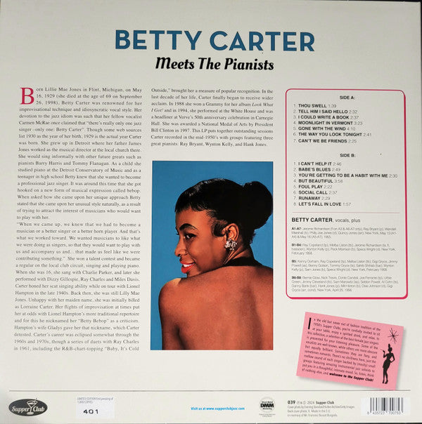 Betty Carter : Meets The Pianists (LP, Comp, Ltd, Num, 180)