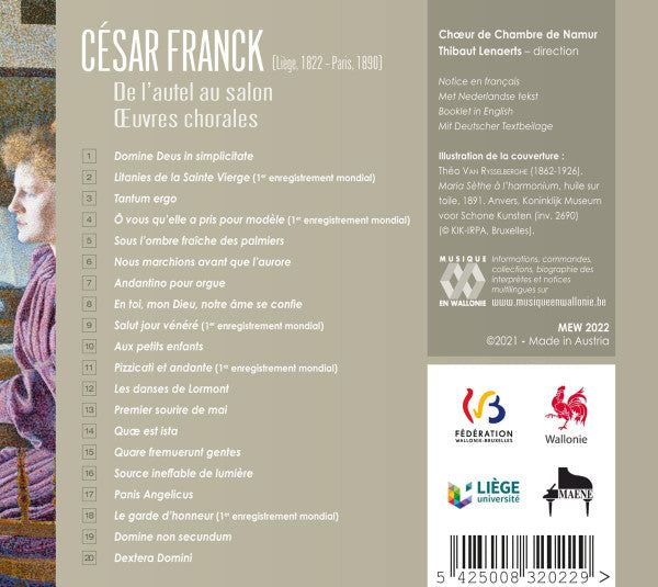 César Franck, Choeur de Chambre de Namur, Thibaut Lenaerts : De L'autel Au Salon (CD, Album)