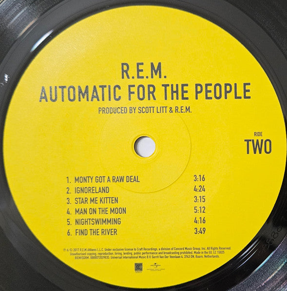 R.E.M. : Automatic For The People (LP, Album, RE, RM, Pal)