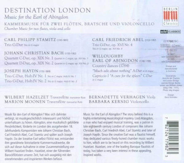 Wilbert Hazelzet, Marion Moonen, Bernadette Verhagen, Barbara Kernig : Destination London (Music For The Earl Of Abingdon) (CD, Dig)