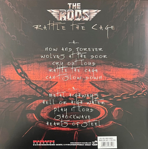 The Rods : Rattle The Cage (LP, Album, Ltd, Red)