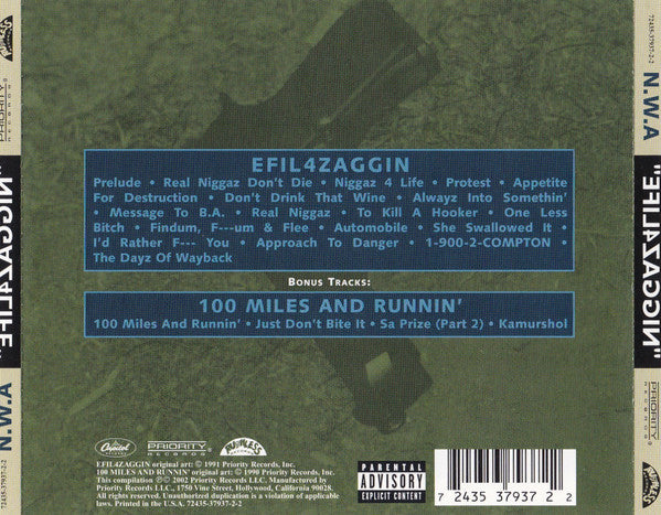 N.W.A. : Efil4zaggin / 100 Miles And Runnin' (CD, Comp, RE, RM)