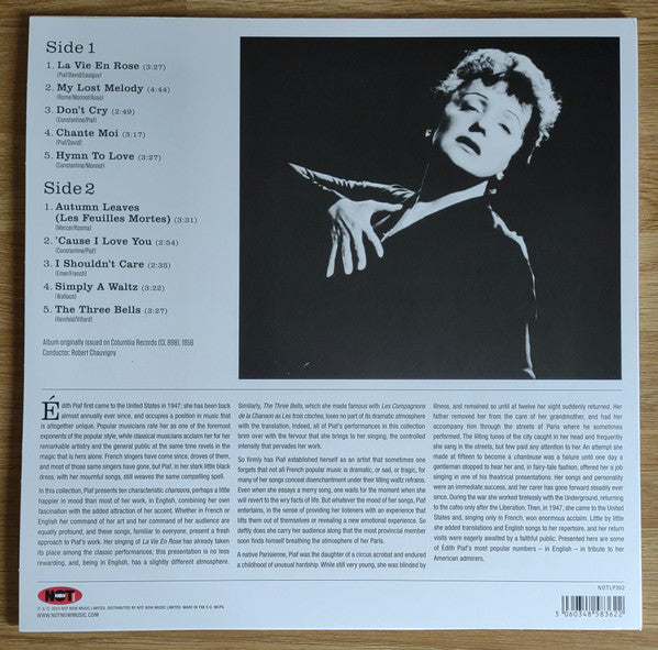 Edith Piaf : La Vie En Rose / Édith Piaf Sings In English (LP, Album, Mono, RE, Blu)