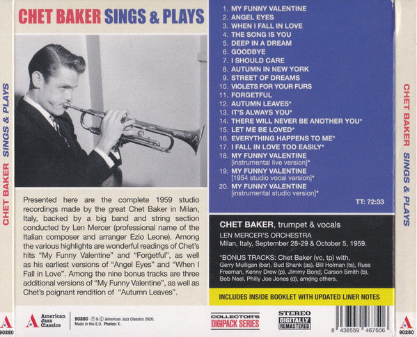 Chet Baker : Sings & Plays (CD, Album, RM)