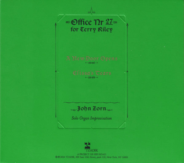 John Zorn : The Hermetic Organ Vol. 11 - For Terry Riley (CD, Album)