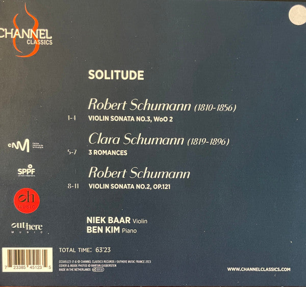 Robert Schumann & Clara Schumann - Niek Baar / Ben J. Kim : Solitude (CD, Album, Dig)