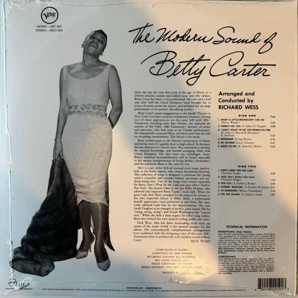 Betty Carter : The Modern Sound Of Betty Carter (LP, Album, RE, 180)