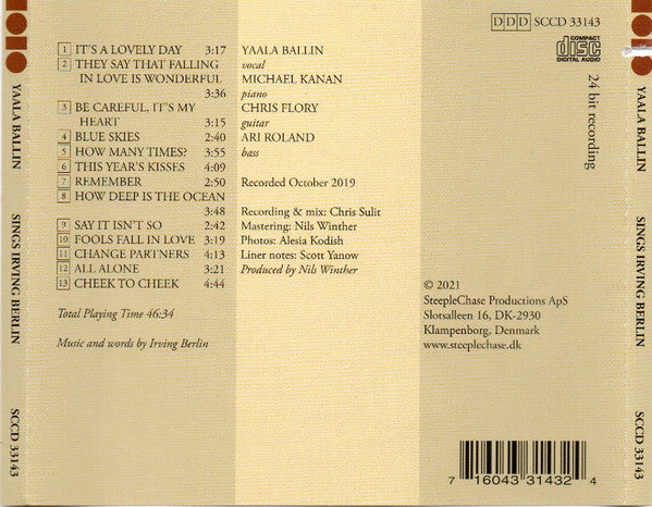 Yaala Ballin : Sings Irving Berlin (CD, Album)