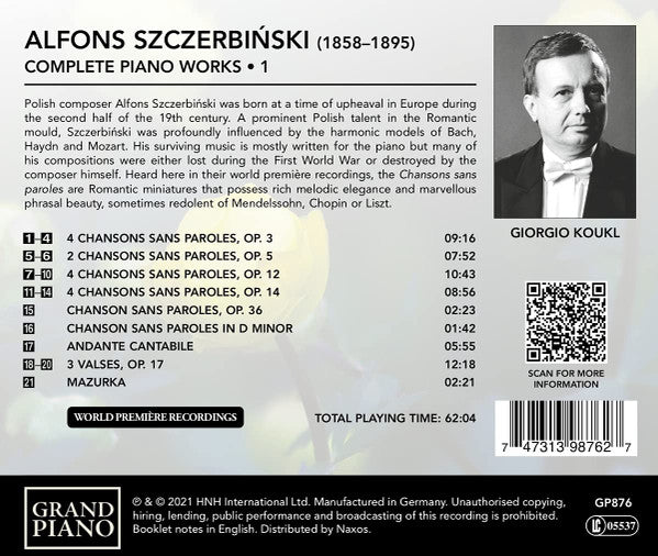 Alfons Szczerbiński, Giorgio Koukl : Complete Piano Works, Vol. 1 (CD, Album)