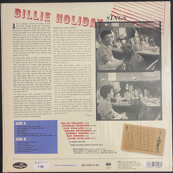 Billie Holiday : Billie Holiday Sings (LP, Ltd, Num, RE, 180)