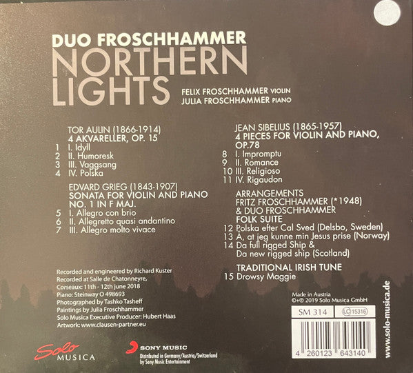 Tor Aulin, Edvard Grieg, Jean Sibelius, Duo Froschhammer : Northern Lights (CD, Album, Dig)