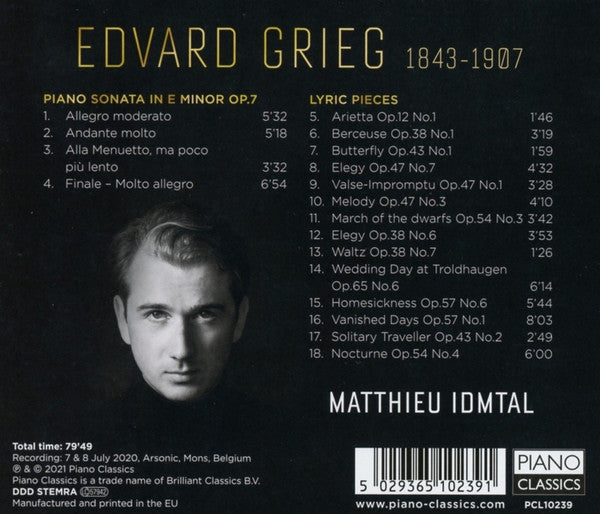 Edvard Grieg, Matthieu Idmtal : Piano Sonata, 14 Lyric Pieces (CD, Album)