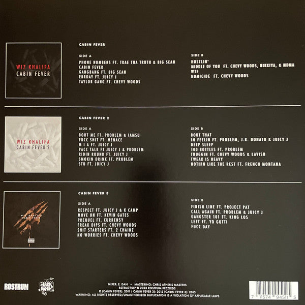 Wiz Khalifa : Cabin Fever Trilogy (LP, Mixtape, RE, Red + LP, Mixtape, RE, Red + LP, )