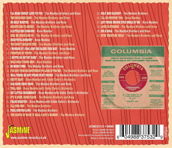 Maddox Brothers and Rose : You Won't Believe This! - Selected Singles & More 1952-1957 (CD, Comp, Mono)