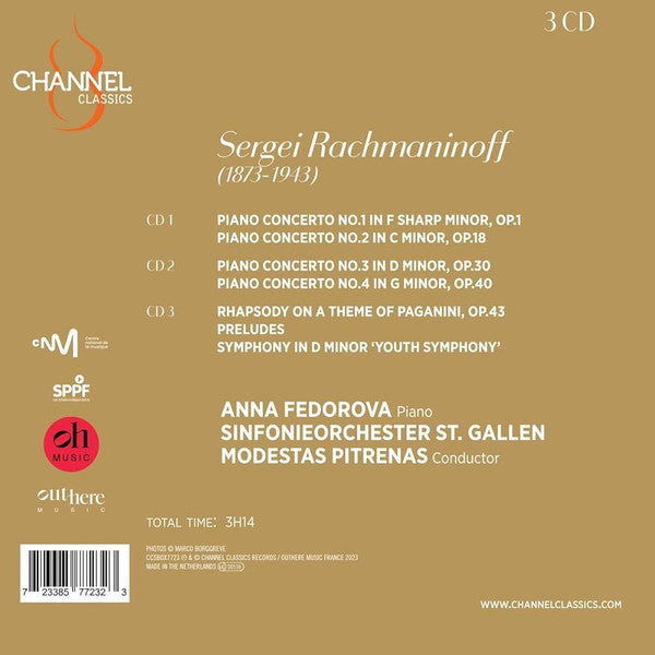 Sergei Rachmaninoff, Anna Fedorova, Sinfonieorchester St. Gallen, Modestas Pitrėnas : Piano Concertos and Other Works (3xCD, Album, Comp, Dlx)