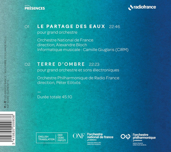 Tristan Murail : Le Partage Des Eaux / Terre D'Ombre (CD, Album)