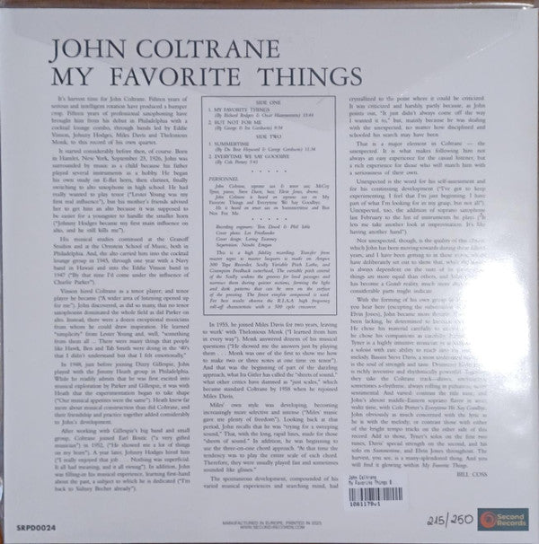 John Coltrane : My Favorite Things (LP, Album, Ltd, Num, RE, Mar)